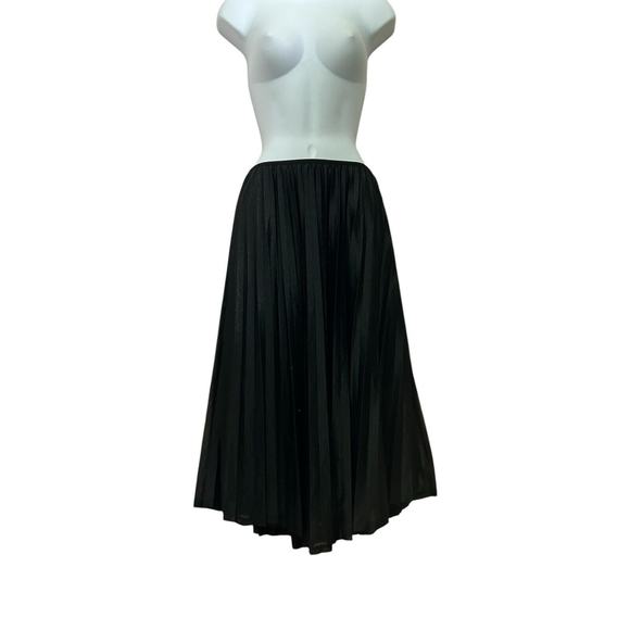 Vero Moda Black Sparkly Pleated Midi Skirt Sz S Elastic Waist Lined Accordion - Picture 5 of 6